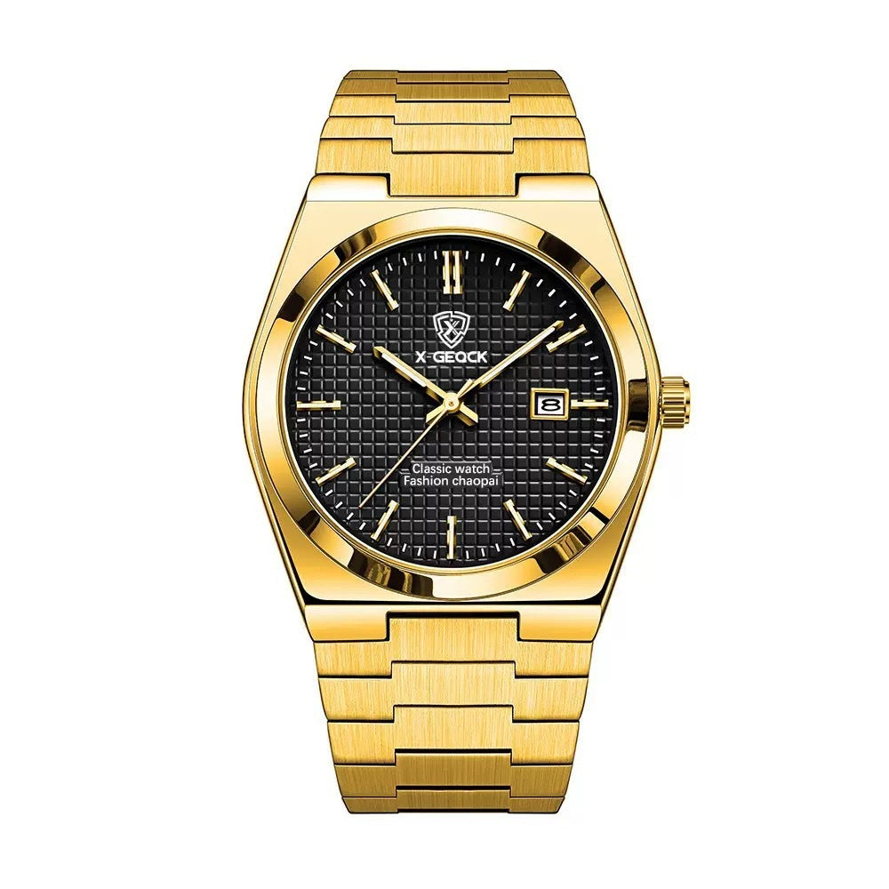 Classic Men's Quartz Watch – Stainless Steel Band with Calendar