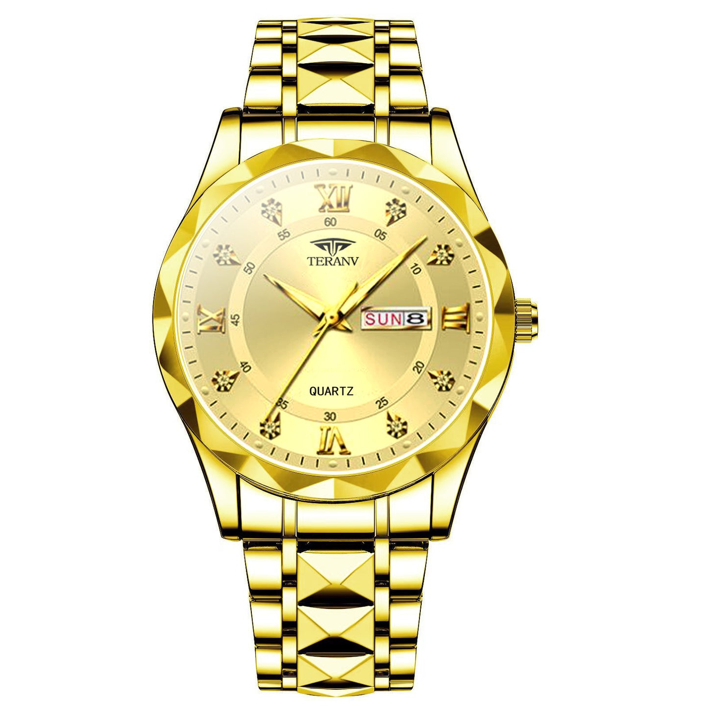 Men's Watch with Dual Chinese & English Calendar – Diamond-accented Case