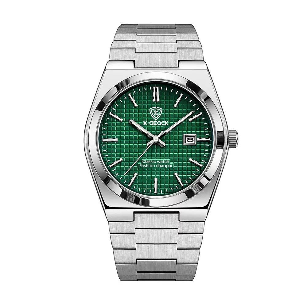 Classic Men's Quartz Watch – Stainless Steel Band with Calendar