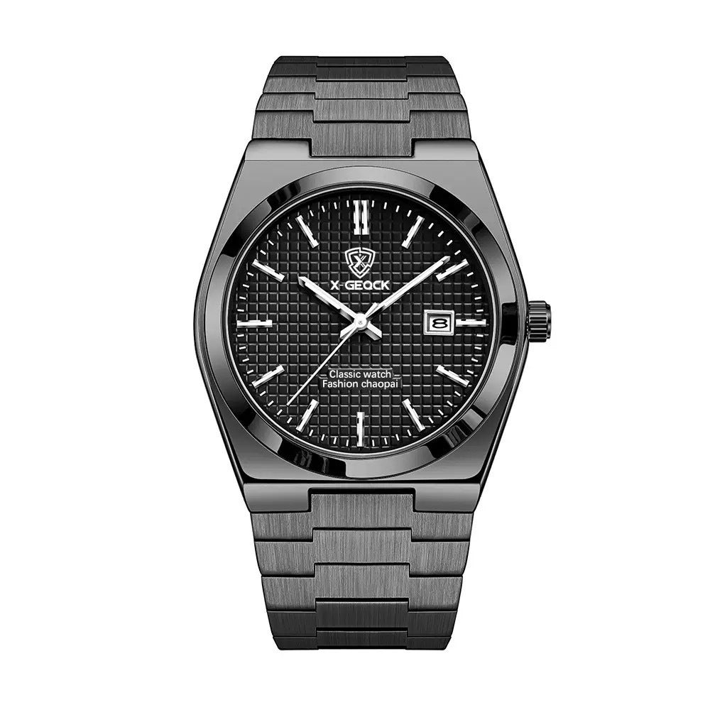 Classic Men's Quartz Watch – Stainless Steel Band with Calendar