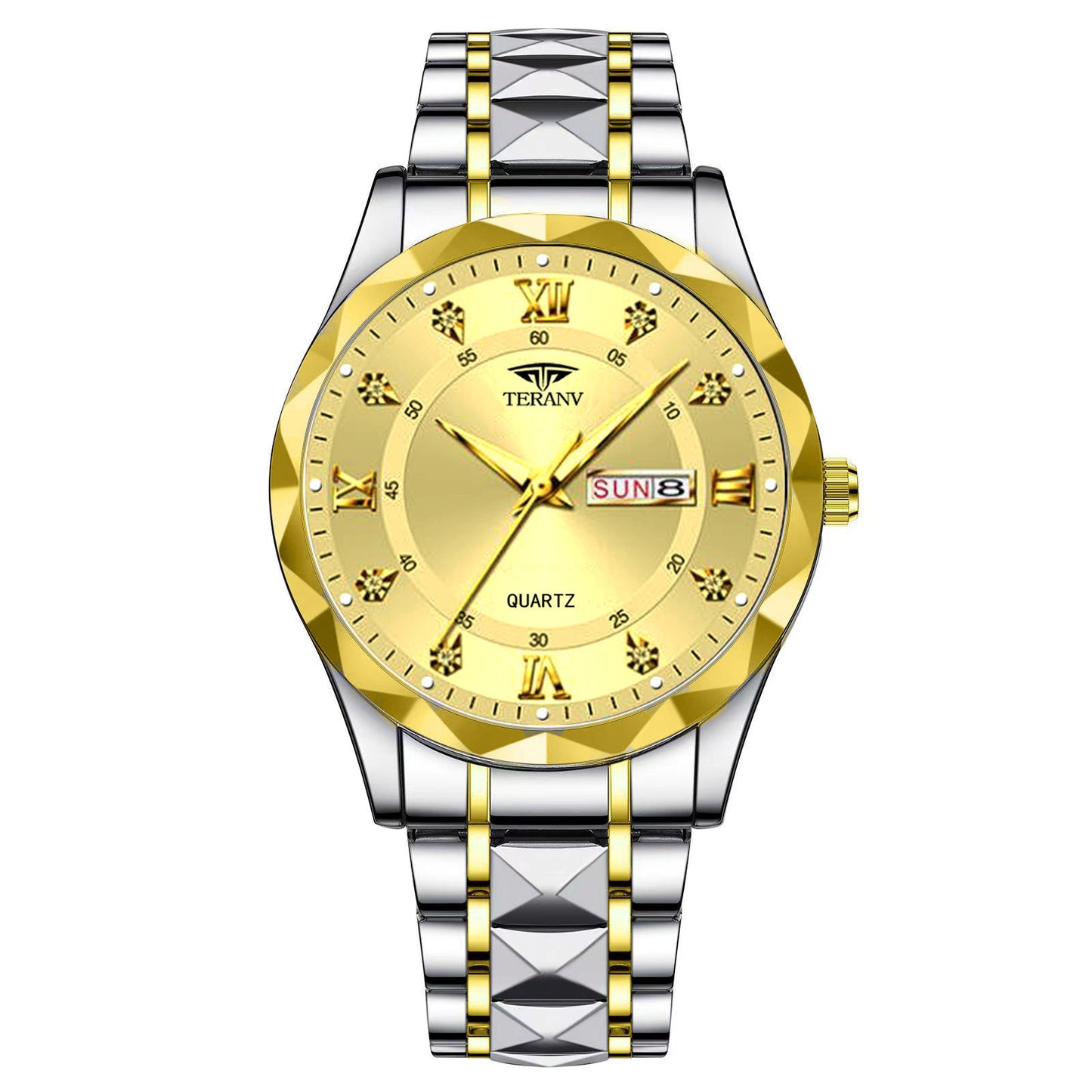 Men's Watch with Dual Chinese & English Calendar – Diamond-accented Case
