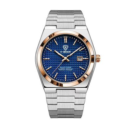 Classic Men's Quartz Watch – Stainless Steel Band with Calendar