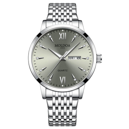 Men's Luminous Quartz Watch with Double Calendar – Waterproof