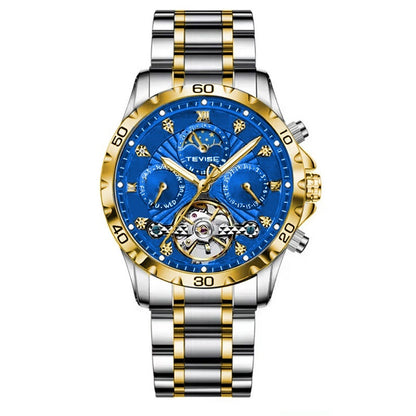Men's Mechanical Tourbillon Watch – Business Style, Waterproof with Stainless Steel Band