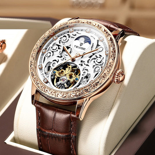 Men's Mechanical Watch – Business Casual Skeleton Design & Waterproof