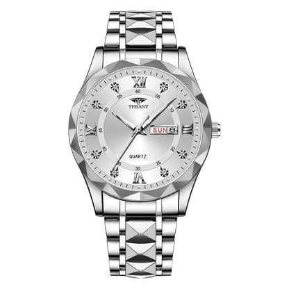 Men's Watch with Dual Chinese & English Calendar – Diamond-accented Case