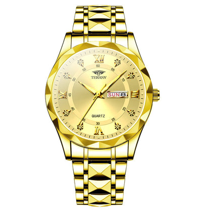 Men's Watch with Dual Chinese & English Calendar – Diamond-accented Case