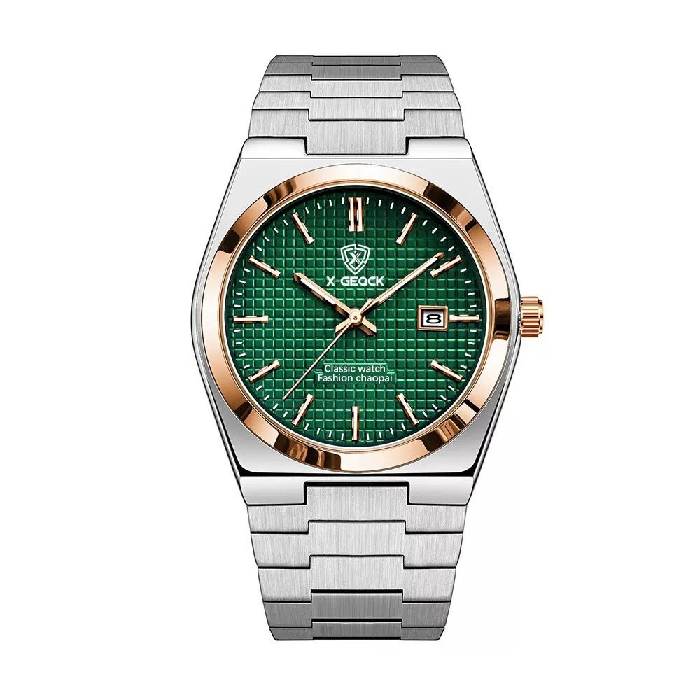Classic Men's Quartz Watch – Stainless Steel Band with Calendar