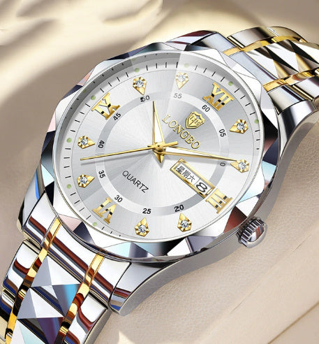 Men's Watch with Dual Calendar – Luminous & Waterproof