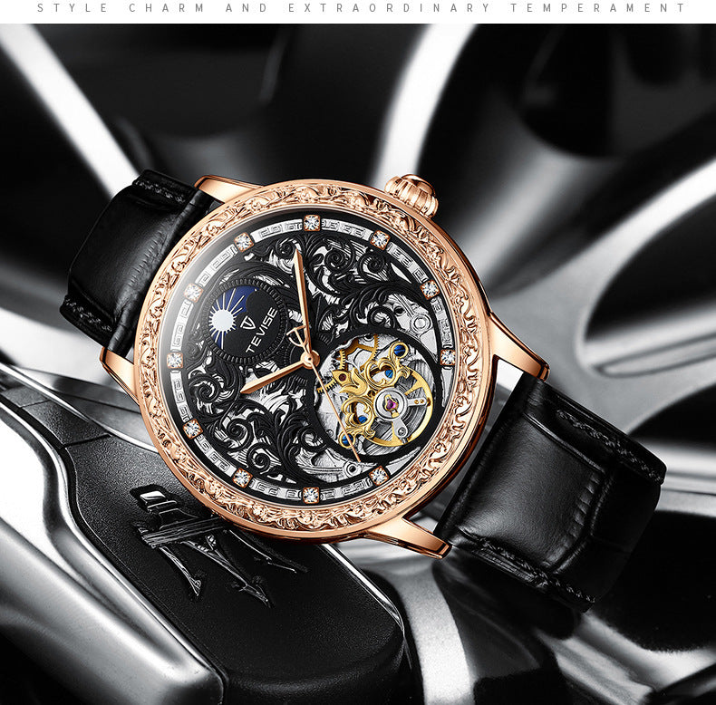 Men's Mechanical Watch – Business Casual Skeleton Design & Waterproof