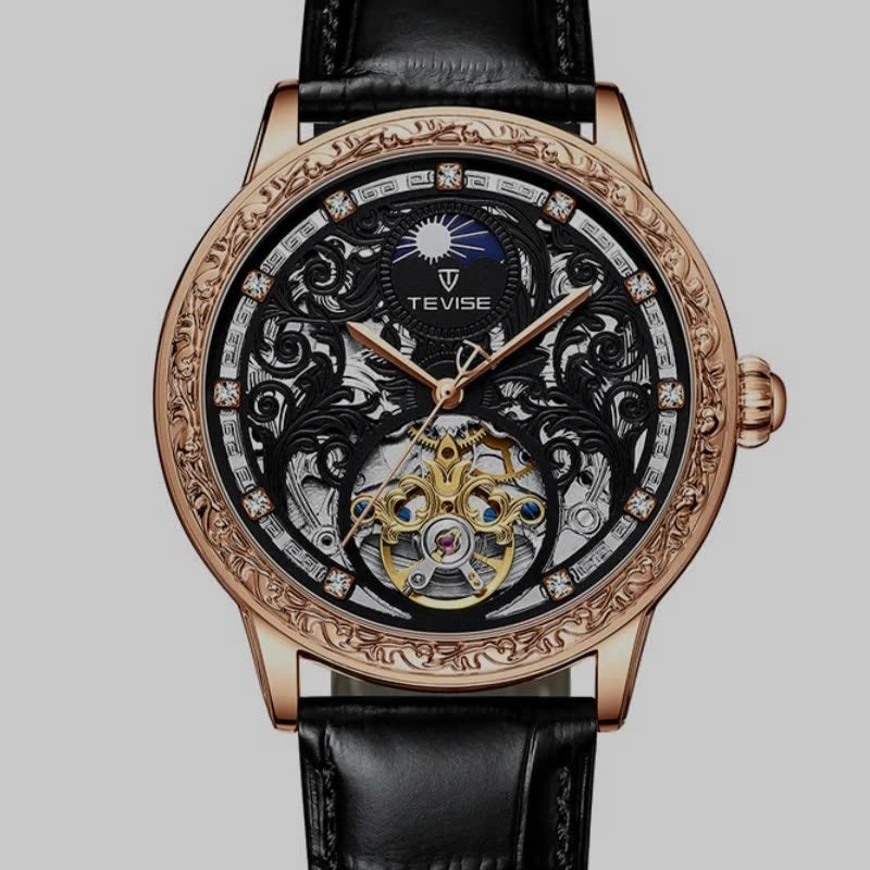 Men's Mechanical Watch – Business Casual Skeleton Design & Waterproof