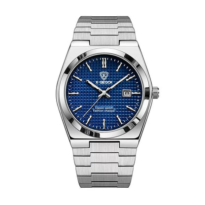 Classic Men's Quartz Watch – Stainless Steel Band with Calendar