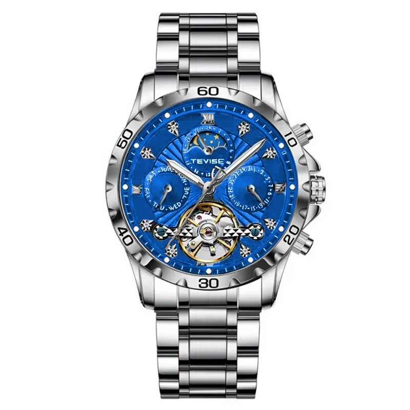 Men's Mechanical Tourbillon Watch – Business Style, Waterproof with Stainless Steel Band
