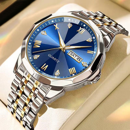 Men's Business Quartz Watch with Double Calendar – Premium Design