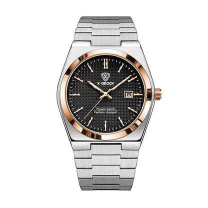 Classic Men's Quartz Watch – Stainless Steel Band with Calendar