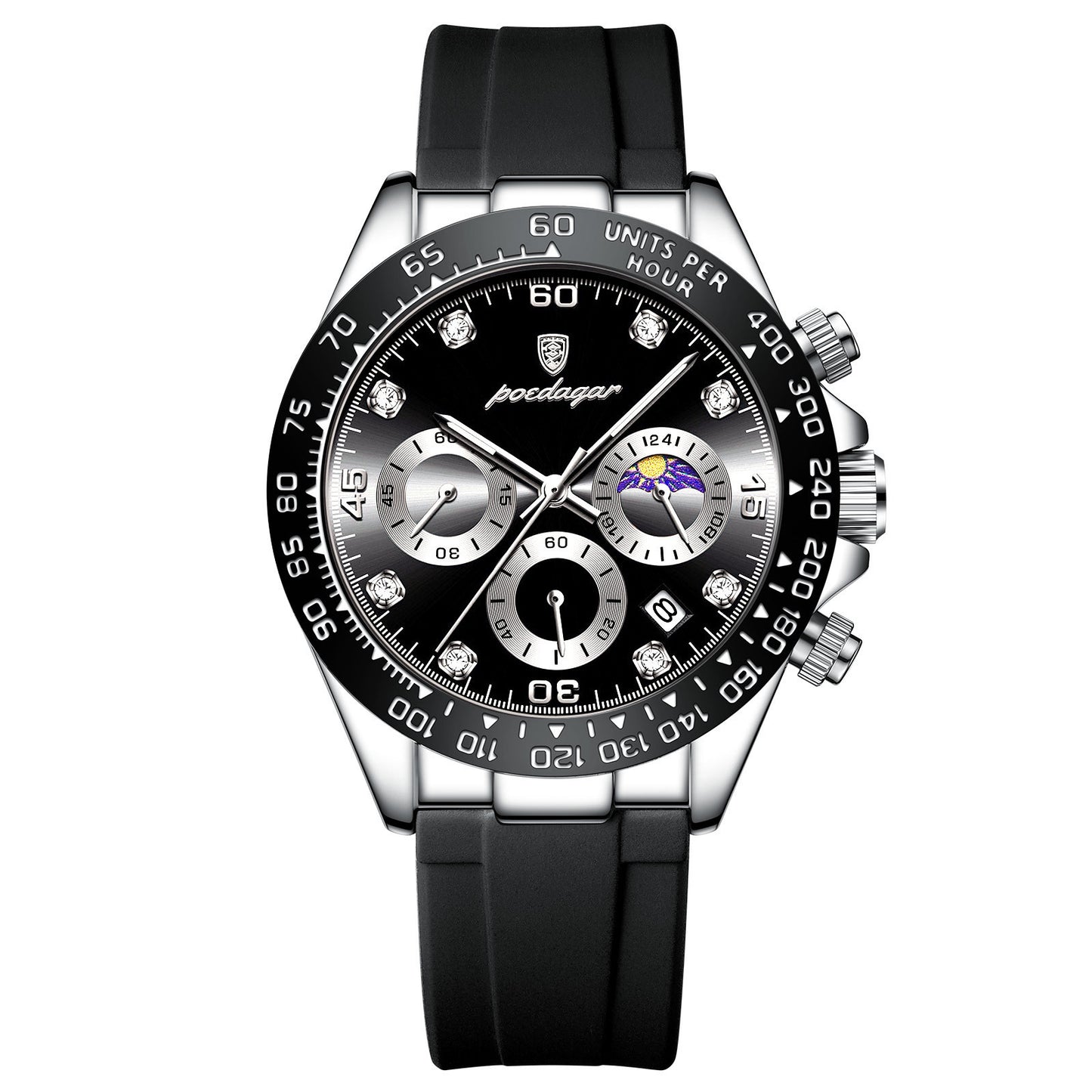 Men's Multi-functional Watch with Silicone Band – Stylish Design