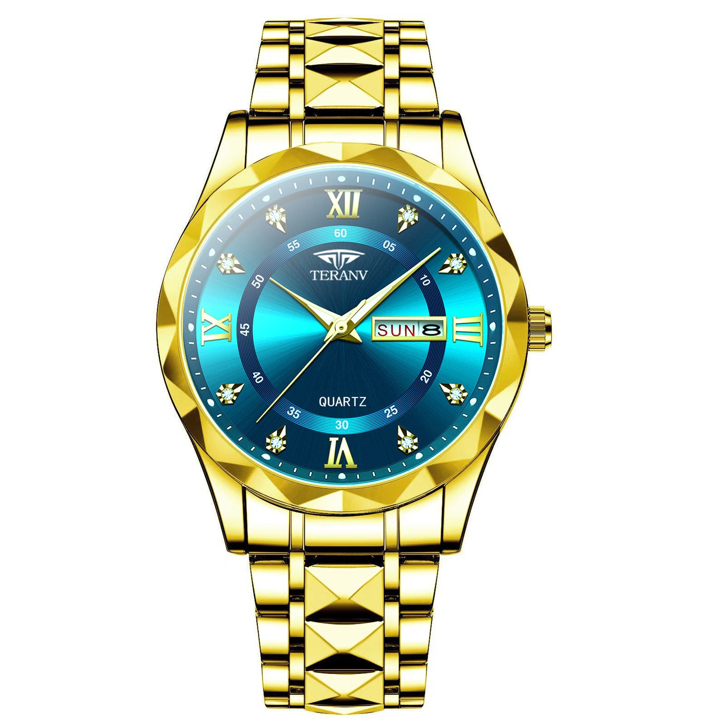 Men's Watch with Dual Chinese & English Calendar – Diamond-accented Case