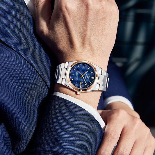 Classic Men's Quartz Watch – Stainless Steel Band with Calendar
